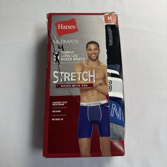 Hanes Ultimate Men's Long Leg Boxer Briefs 4-Pack Comfort Flex Size M - Picture 1 of 7